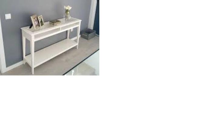Ikea LIATORP Sidetable consoletafel, 133 x 37 cm, wit/glas, Huis en Inrichting, Tafels | Sidetables, Zo goed als nieuw, 25 tot 50 cm