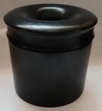 Antiek ebbenhouten zwarte inktpot met schroef deksel, Ophalen of Verzenden