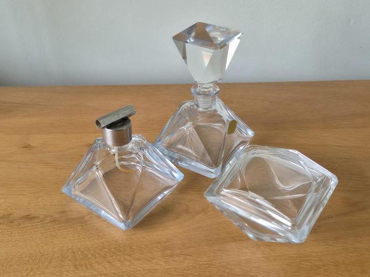 Set 3 delige  Handgeslepen Bleikristall Bleikristal kristal, Antiek en Kunst, Antiek | Glas en Kristal, Ophalen of Verzenden