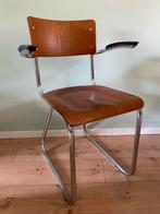 Vintage Gispen de wit buizenframe stoel, Huis en Inrichting, Stoelen, Ophalen, Gebruikt, Bruin, Eén