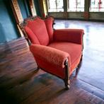 Vintage rode barok fauteuil / eenzit / clubzetel, Antiek en Kunst, Antiek | Meubels | Stoelen en Banken, Ophalen