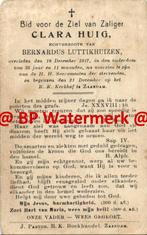 Huig Clara 1917 Zaandam x Luttikhuizen - 21678, Bidprentje, Ophalen of Verzenden