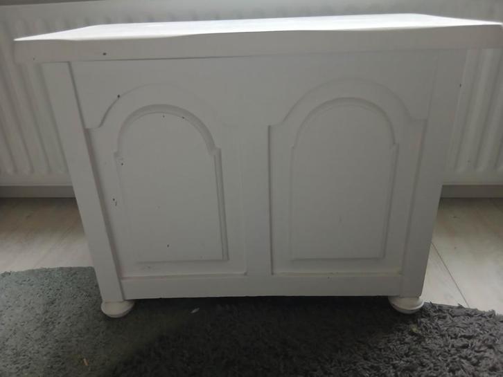 Witte dekenkist., Huis en Inrichting, Woonaccessoires | Kisten, Gebruikt, Minder dan 50 cm, 50 tot 75 cm, 50 tot 100 cm, Eikenhout