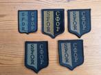 5 SFOR emblemen  (zwart / groen), Verzamelen, Ophalen of Verzenden, Landmacht, Nederland, Embleem of Badge