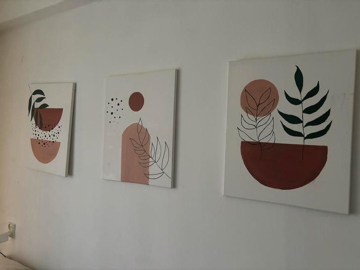Moderne Schilderijen Set, Huis en Inrichting, Woonaccessoires | Schilderijen, Tekeningen en Foto's, Zo goed als nieuw, Schilderij