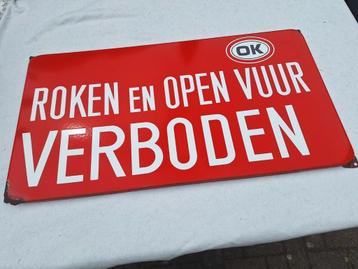 Oud emaille bord OK tankstation beschikbaar voor biedingen