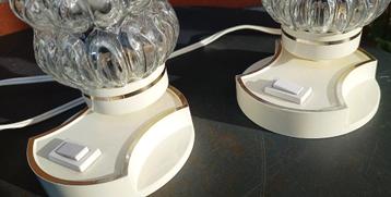 vintage tafellamp- unieke set bedlampjes met bubbelkelken    beschikbaar voor biedingen