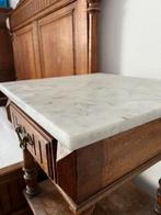 Vintage tweepersoonsbed (twijfelaar), Gebruikt, Bruin, 190 cm of minder, Hout