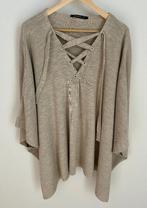 Trui met vetersluiting (Ponchostijl), Maat 38/40 (M), Beige, Ophalen of Verzenden, Zo goed als nieuw