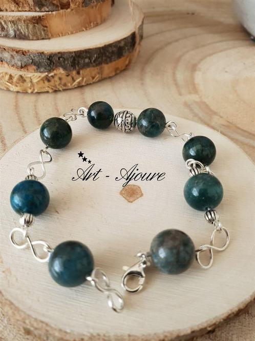 Art-Ajoure Zilveren armband met Apatiet edelstenen, Sieraden, Tassen en Uiterlijk, Armbanden, Nieuw, Zilver, Zilver, Verzenden