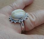 zilveren ring met streepagaat [599], Sieraden, Tassen en Uiterlijk, Ringen, Met edelsteen, 17 tot 18, Dame, Zo goed als nieuw
