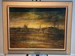 Oud schilderij boerderijen gesigneerd, Antiek en Kunst, Kunst | Schilderijen | Klassiek, Ophalen of Verzenden