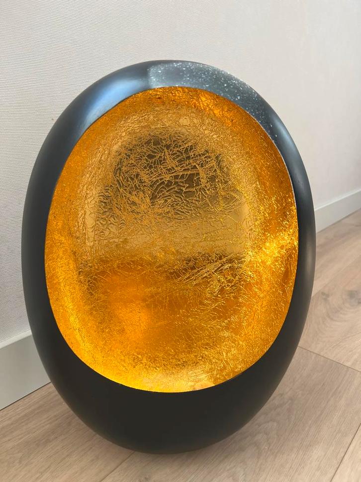 Windlicht Ei Zwart/Goud - 42cm, Huis en Inrichting, Woonaccessoires | Vazen, Zo goed als nieuw, Zwart, Minder dan 50 cm, Overige materialen