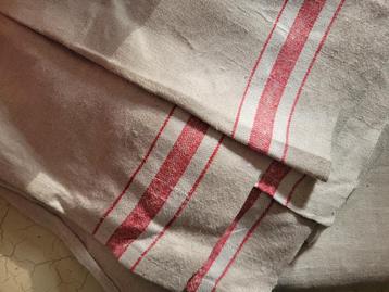 Antieke linnen mangeldoek foto 1 en 2 sleets beschikbaar voor biedingen