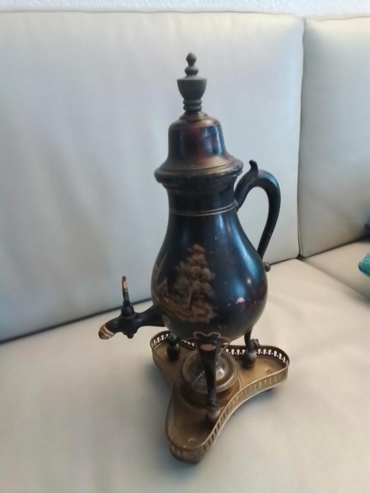 Theekan Tin Kurz met theelicht - Koper & Tin set 25 euro, Antiek en Kunst, Antiek | Overige Antiek, Ophalen of Verzenden