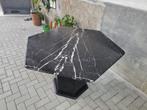 Vintage Zwart Wit Marmeren Eettafel | Uitschuifbare Tafel, Gebruikt, Metaal, 100 tot 150 cm, Vintage retro Boho