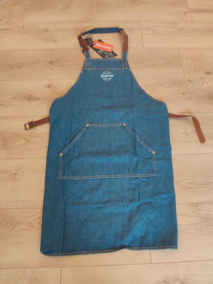 Denim schort (Xapron), Huis en Inrichting, Keuken | Textiel, Zo goed als nieuw, Schort, Blauw, Ophalen of Verzenden