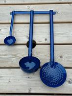 Vintage emaille lepelrek donkerblauw, Antiek en Kunst, Ophalen of Verzenden