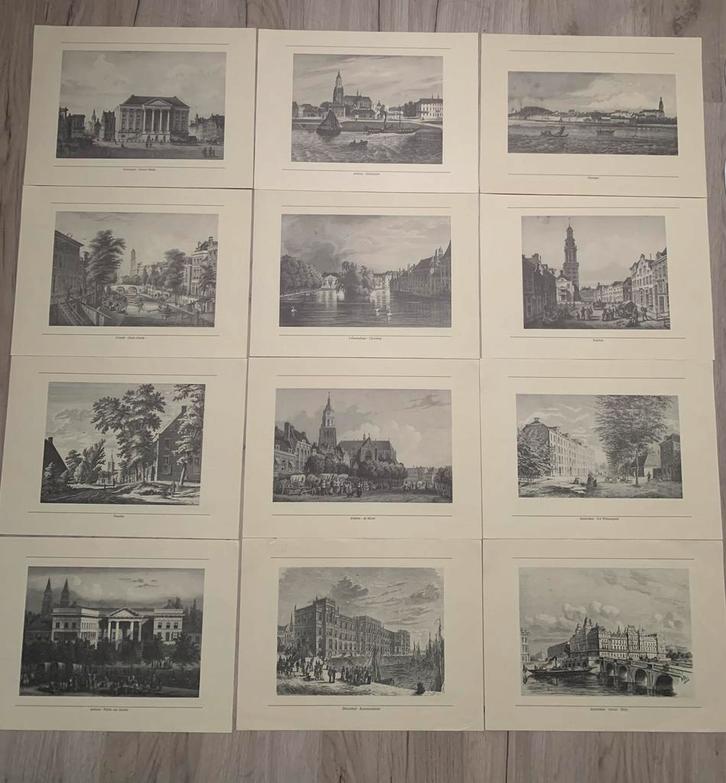 Mooie gravure druk Historische beelden - Nederlandse steden, Antiek en Kunst, Kunst | Etsen en Gravures, Ophalen of Verzenden
