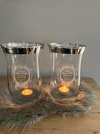 Windlichten Claire & Eef, helder glas met zilver, Ophalen, Gebruikt, Wit, Zilver