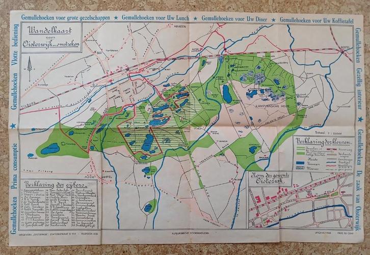 Wandelkaart Oisterwijk en omstreken 1948, Boeken, Atlassen en Landkaarten, Gelezen, Landkaart, Nederland, 1800 tot 2000, Verzenden