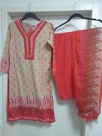 3-delige Indiase Kameez Kurta Pak - Roze/Beige Print, Maat 38/40 (M), Ophalen of Verzenden, Zo goed als nieuw, Roze