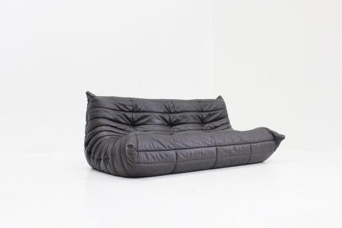 Originele Togo Ligne Roset 3 zits sofa bruin leer, Huis en Inrichting, Banken | Sofa's en Chaises Longues, Gebruikt, Driepersoons