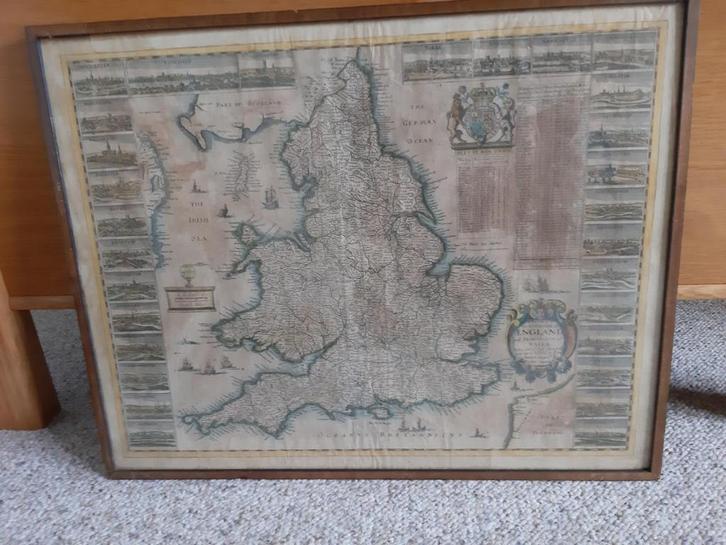Oude kaart Engeland (map England and Wales) 1665, Boeken, Atlassen en Landkaarten, Gelezen, Landkaart, 1800 tot 2000, Ophalen