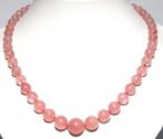 Schitterend 47 CM Lang Zilver Rozenkwarts Ketting, Verzenden, Zilver, Ketting, Met edelsteen