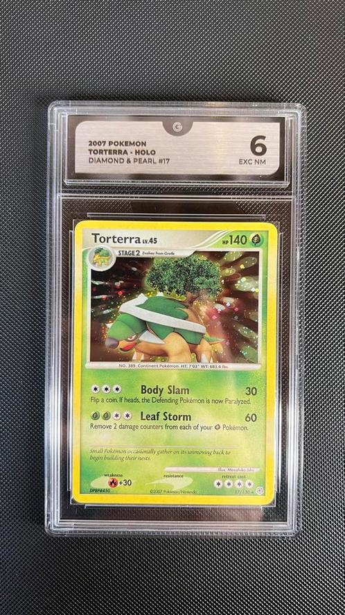 Torterra holo diamond en pearl 17/130 psa 6 dpbo#450, Hobby en Vrije tijd, Verzamelkaartspellen | Pokémon, Nieuw, Losse kaart