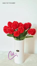 Handgemaakte Chenille Tulpen - Rode Boeket (10 stelen), Huis en Inrichting, Woonaccessoires | Kunstplanten en Kunstbloemen, Ophalen of Verzenden