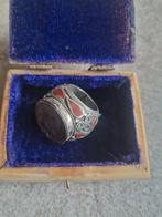 Oude Franse Zegelring Verzilverd, Gebruikt, 19 tot 20, Ophalen of Verzenden, Dame of Heer