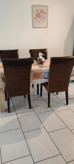 4 eetkamerstoelen wood donkere bruin, Ophalen, Gebruikt, Vier