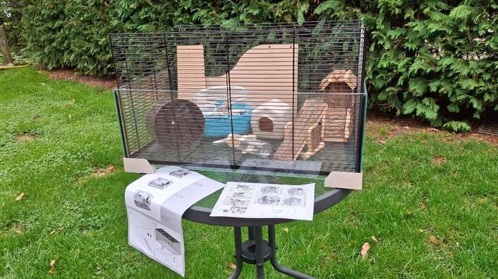 Hamsterkooi glas, Dieren en Toebehoren, Knaagdieren en Konijnen | Hokken en Kooien, Zo goed als nieuw, Kooi, Minder dan 60 cm