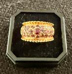 Vintage Zilveren Ring Verguld met Roze Topaas - Maat 19, Sieraden, Tassen en Uiterlijk, Antieke sieraden, Ophalen of Verzenden