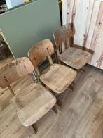 Schoolstoelen Casala 3 stuks vintage, Huis en Inrichting, Ophalen, Gebruikt, Bruin, Hout
