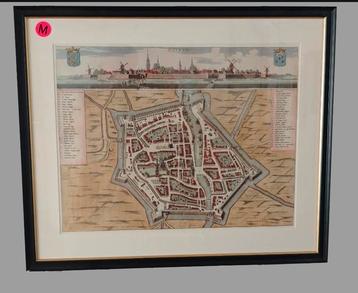 Een historische kaart of plattegrond van de stad Dokkum. beschikbaar voor biedingen