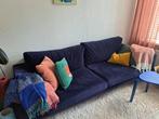 Donker Blauwe bank velvet, Huis en Inrichting, Banken | Bankstellen, Ophalen, Gebruikt, Driepersoons, 75 tot 100 cm
