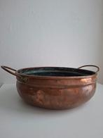 Antieke koperen waskom/ schaal met handvatten, Ophalen of Verzenden