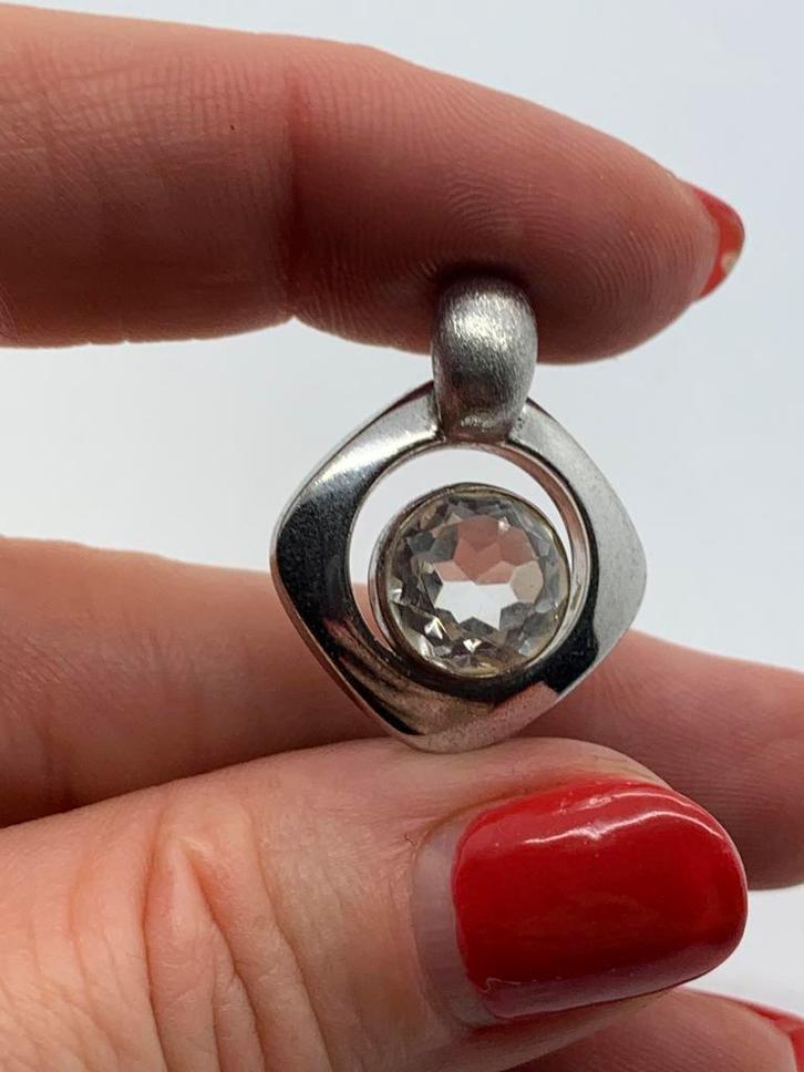 Z178 Prachtige zilveren hanger heldere steen, Sieraden, Tassen en Uiterlijk, Kettinghangers, Zo goed als nieuw, Zilver, Zilver