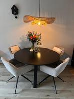 Zwarte Wood Ronda massief houten ronde tafel - 129cm, Ophalen, Gebruikt, 100 tot 150 cm, Rond