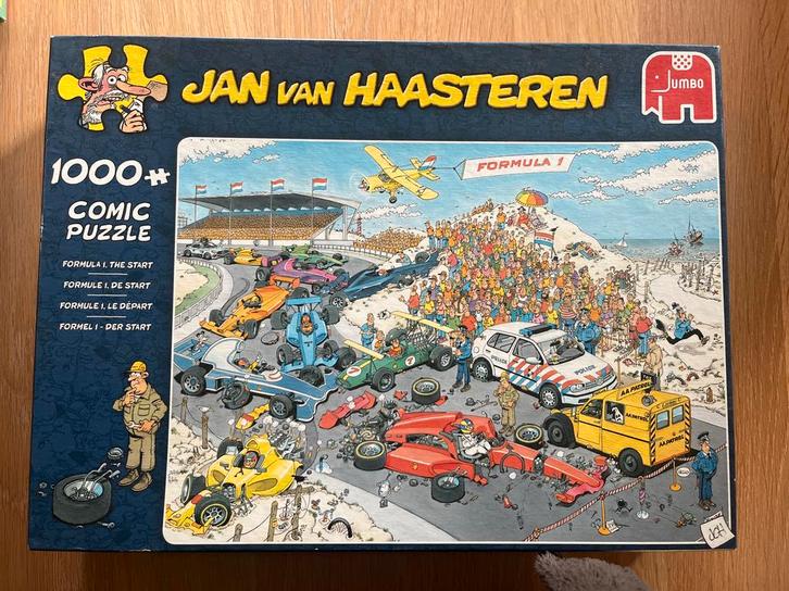 Jan van Haasteren - Formule 1 - 1000 stukjes, Hobby en Vrije tijd, Denksport en Puzzels, Zo goed als nieuw, Legpuzzel, 500 t/m 1500 stukjes