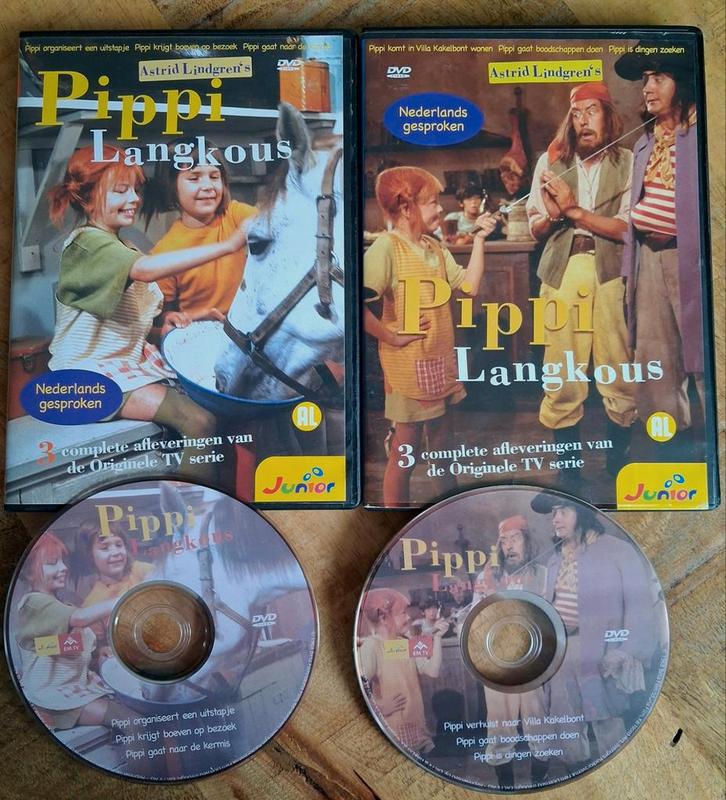 DVD Pippi Langkous  - 2 stuks in totaal 6 afleveringen, Cd's en Dvd's, Dvd's | Kinderen en Jeugd, Tv fictie, Avontuur, Alle leeftijden