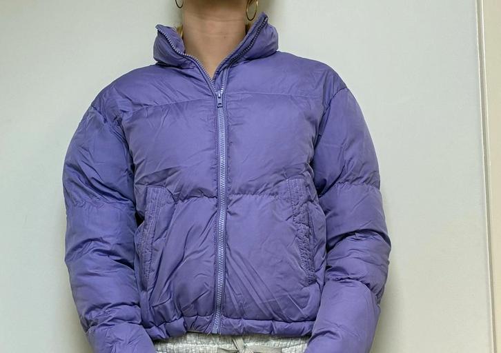 Paarse gewatteerde winterjas maat XS, Kleding | Dames, Jassen | Winter, Gedragen, Maat 34 (XS) of kleiner, Paars, Ophalen of Verzenden