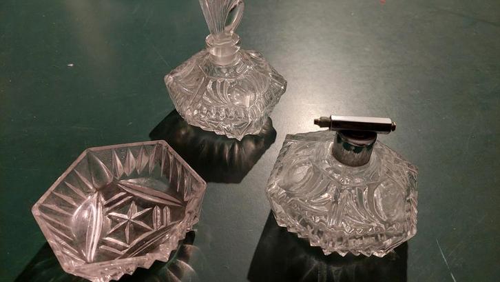 Vintage Kristallen Parfumflesjes Set, Antiek en Kunst, Antiek | Glas en Kristal, Ophalen