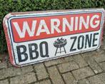 Groot Reclamebord Warning Barbeque Zone 100x50, Ophalen of Verzenden, Nieuw, Reclamebord