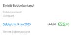 Bobbejaanland ticket, Tickets en Kaartjes, Eén persoon, Kortingsbon, Arrangement, Pretpark