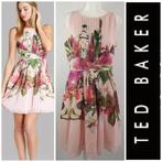 Ted Baker elegante jurk in roze bloemenprint Ted2=36, Overige kleuren, Verzenden, Zo goed als nieuw, Knielengte