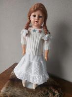 Antieke Duitse pop 51 cm groot leder lichaam, Ophalen of Verzenden, Gebruikt, Pop