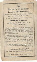 Joannes Schevers * 1812 Schijndel + 1886 Schijndel, Bidprentje, Ophalen of Verzenden